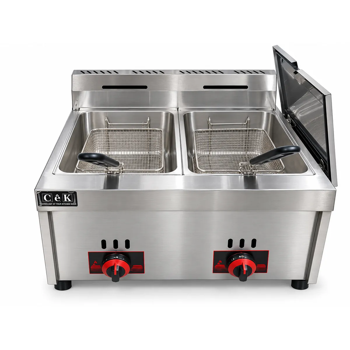 Commercial Double Tank Countertop Gas Deep Fryer 6+6 Liter